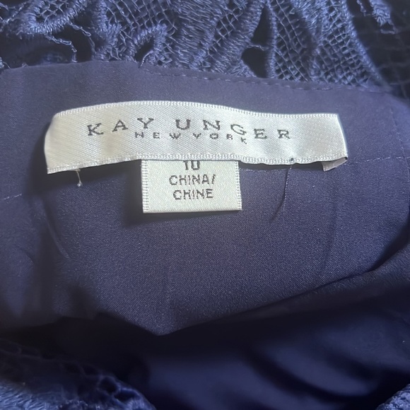 Kay Unger New York Floral Jacquard Lace Illusion Dress - Picture 11 of 16